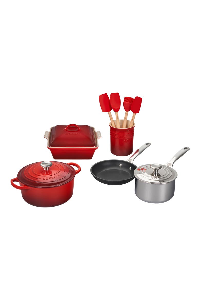 12-Piece Mixed Material Cookware Set, Main, color, CERISE