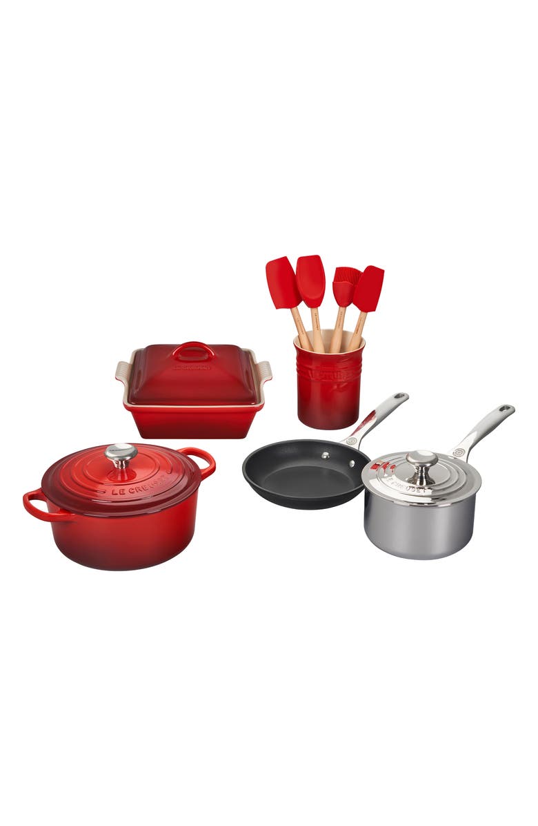 Le Creuset 12-Piece Mixed Material Cookware Set, Main, color, Cerise