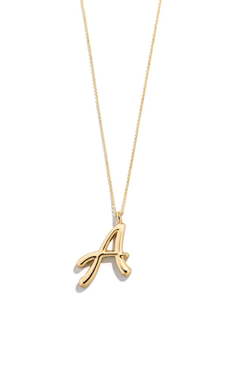 BaubleBar Script Initial Pendant Necklace, Alternate, color, Gold A