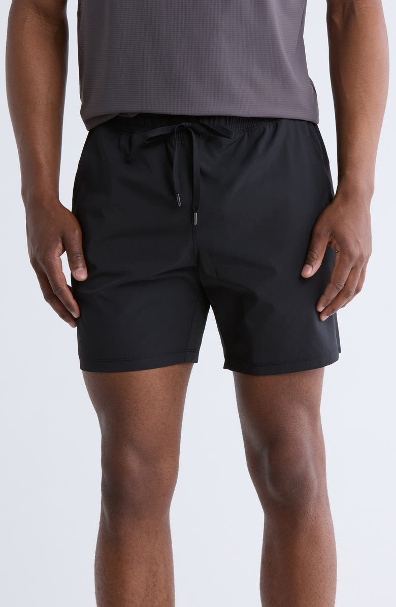 90 DEGREE BY REFLEX Textured Sonic Drawstring Shorts, Main, color, Black