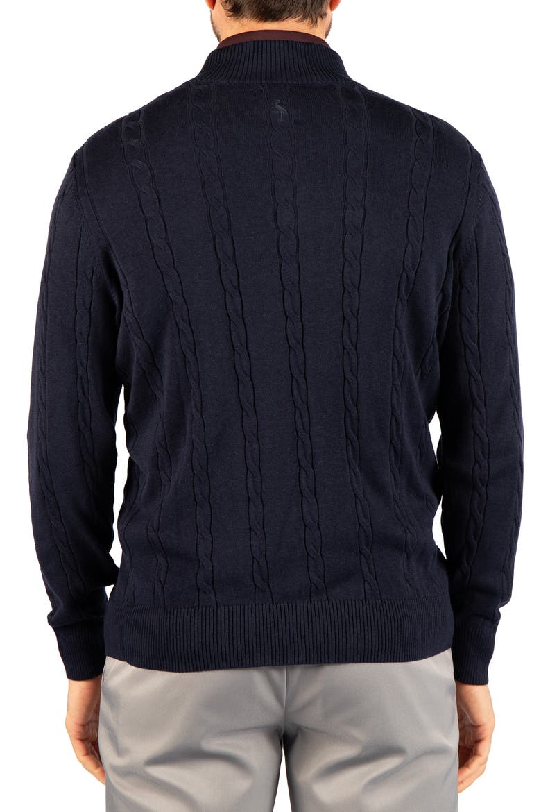 Cable Knit Quarter Zip Sweater, Alternate, color, NAVY