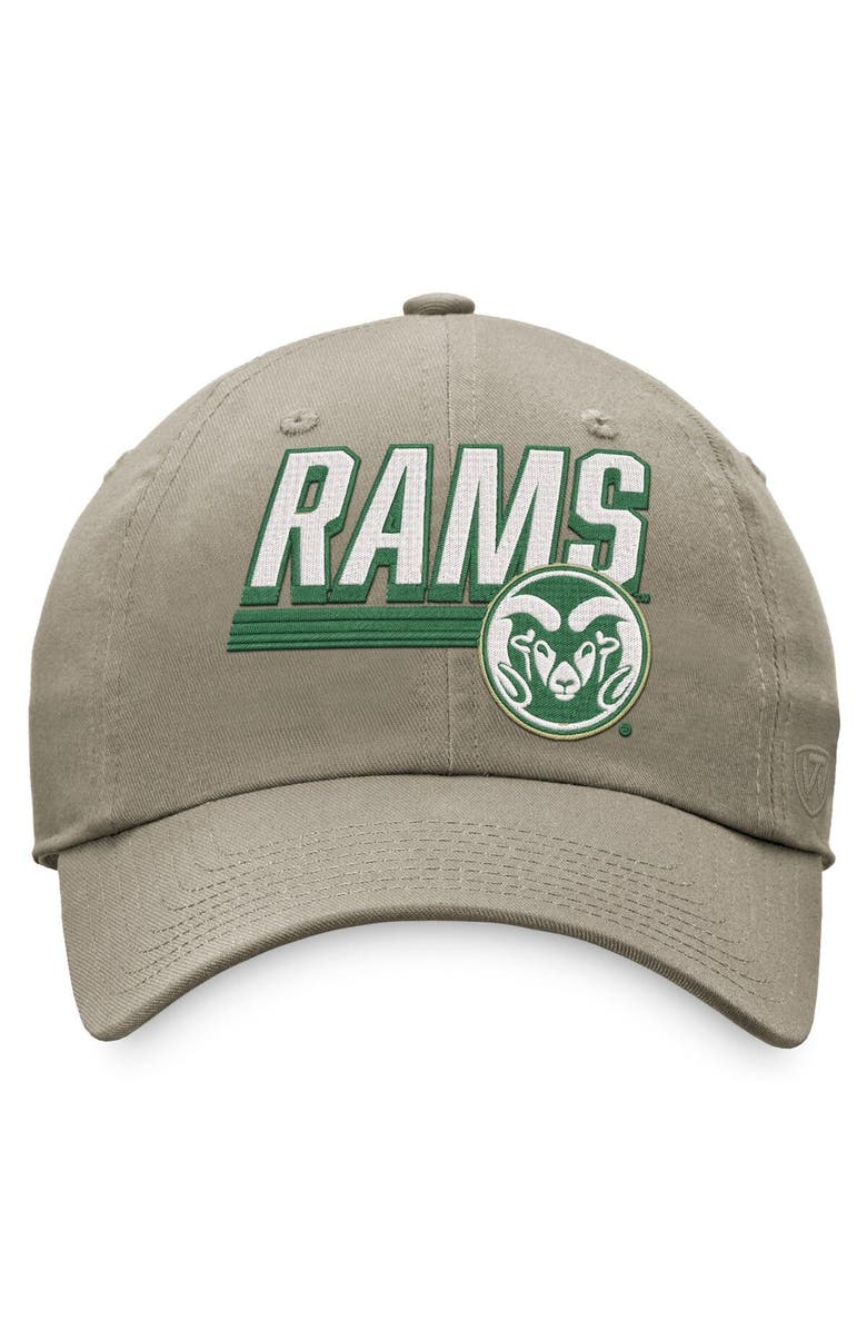 TOP OF THE WORLD Men's Top of the World Khaki Colorado State Rams Slice Adjustable Hat, Alternate, color, 
