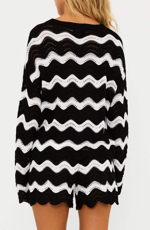 Shop Beach Riot Beach Cover-up Sweater In Black And White Tides
