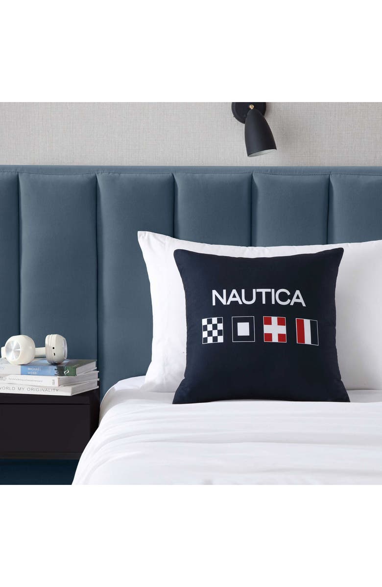 Nautica Flag Microfiber Throw Pillow, Alternate, color, Dark Blue