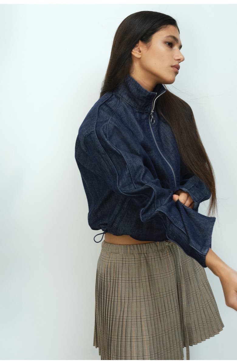 H&M Sporty Denim Jacket, Alternate, color, Dark Denim Blue