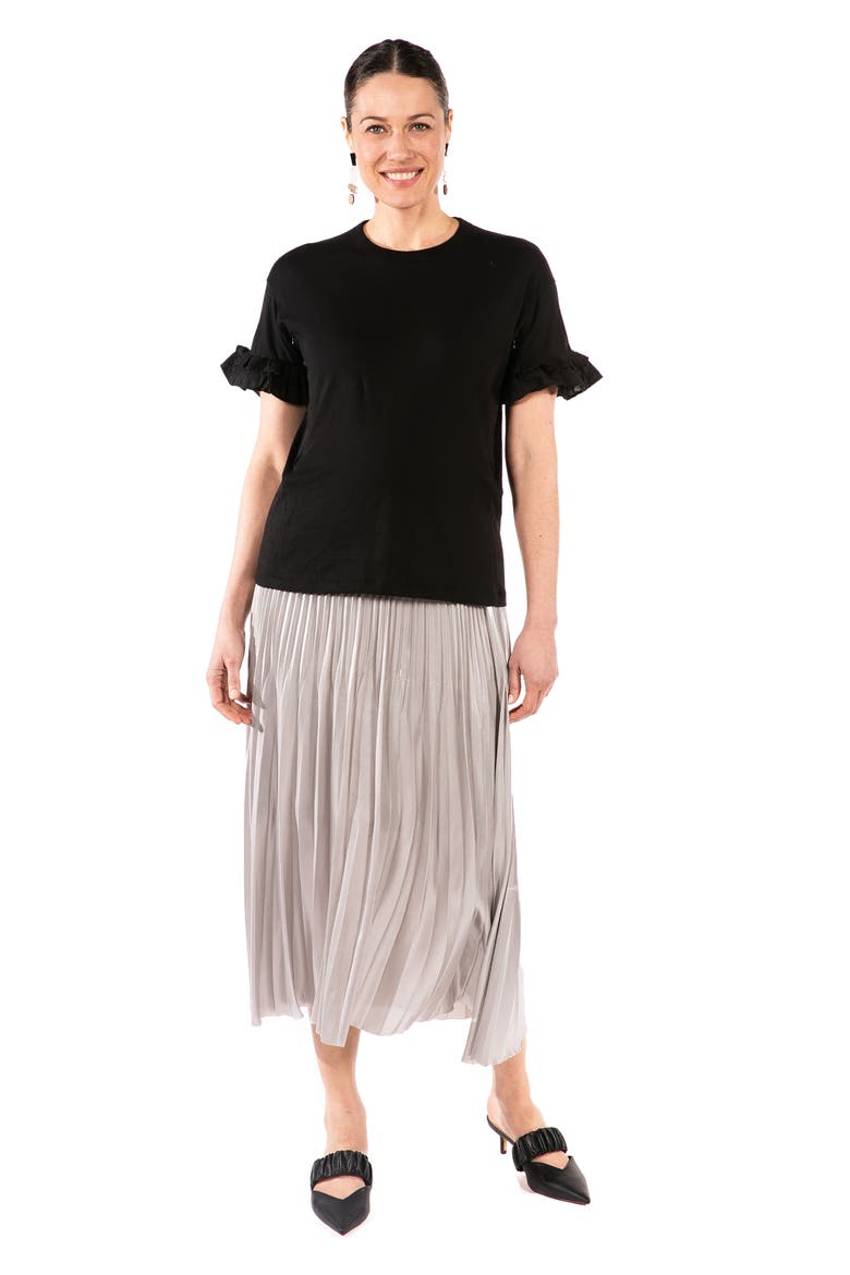 Joey Ruffle Sleeve Maternity/Nursing T-Shirt, Alternate, color, BLACK