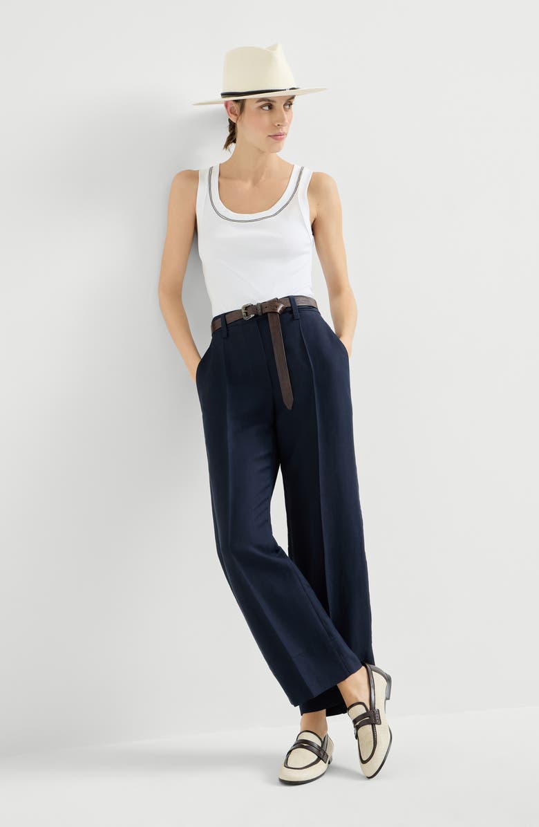 Brunello Cucinelli Square cigarette trousers, Alternate, color, Blue