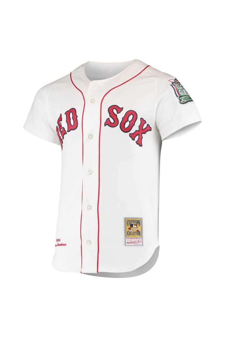 Men's Mitchell & Ness Pedro Martinez White Boston Red Sox 1999 Cooperstown Collection Home Authentic Jersey, Alternate, color, White