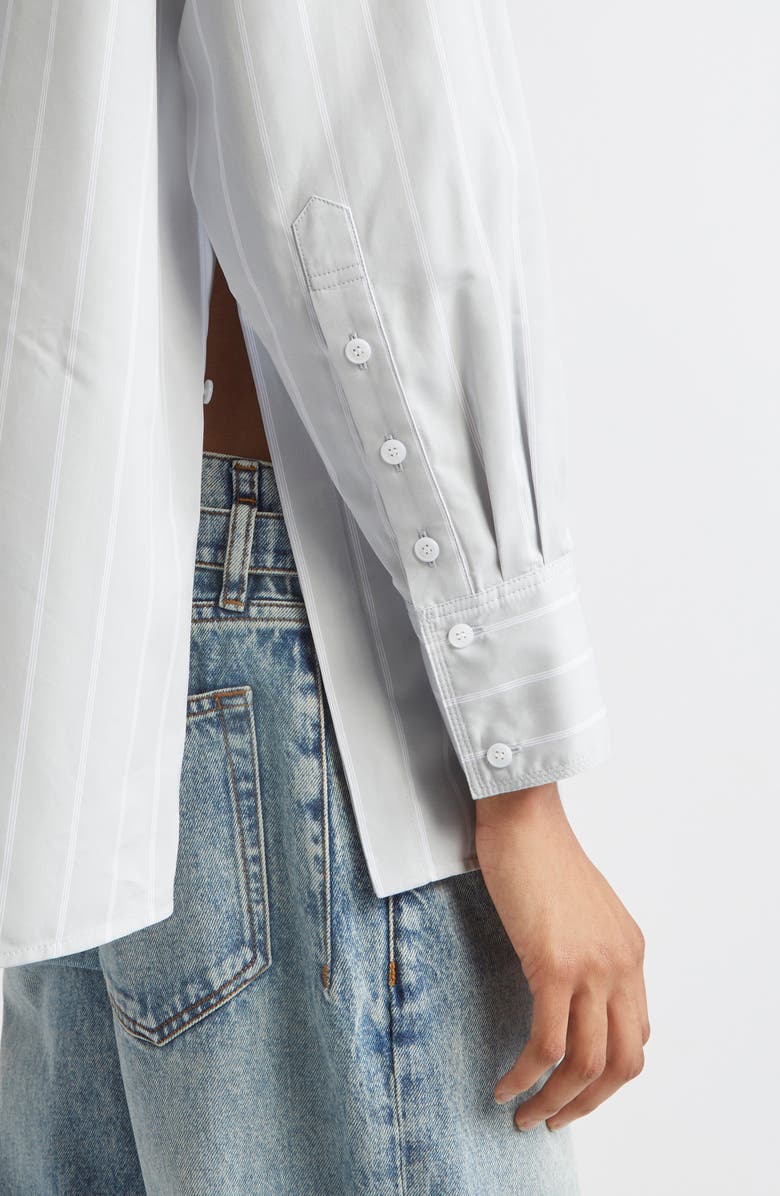 Proenza Schouler Addy Stripe Cotton & Silk Button-Up Shirt, Alternate, color, Grey Multi