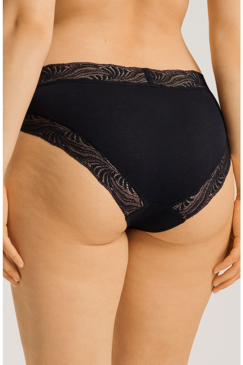 Cotton Delight Lace Trim High Cut Briefs, Alternate, color, BLACK