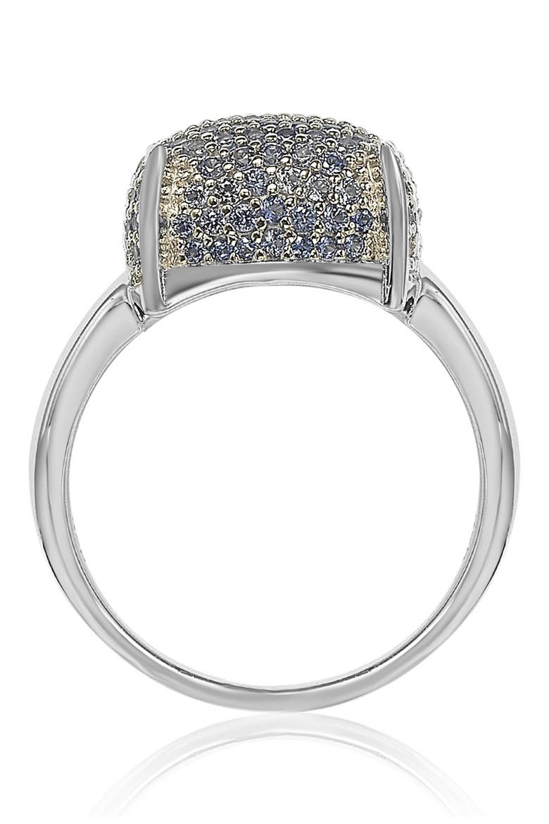 Sterling Silver Prong Set Cushion Shape Pave CZ Ring, Alternate, color, BLUE