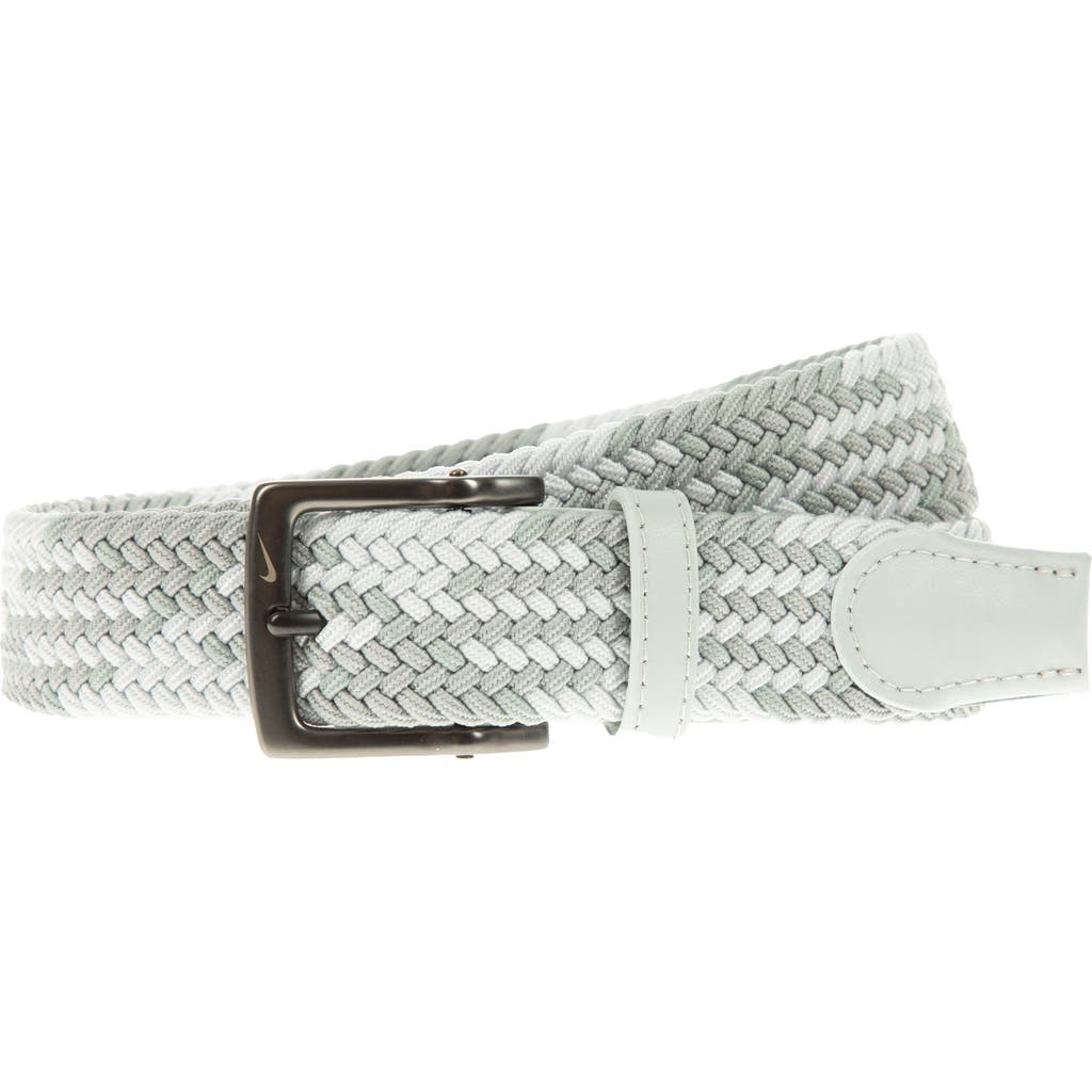 Nike Diamond Stretch Woven Elastic Belt In Light Smoke Grey/photon Dust
