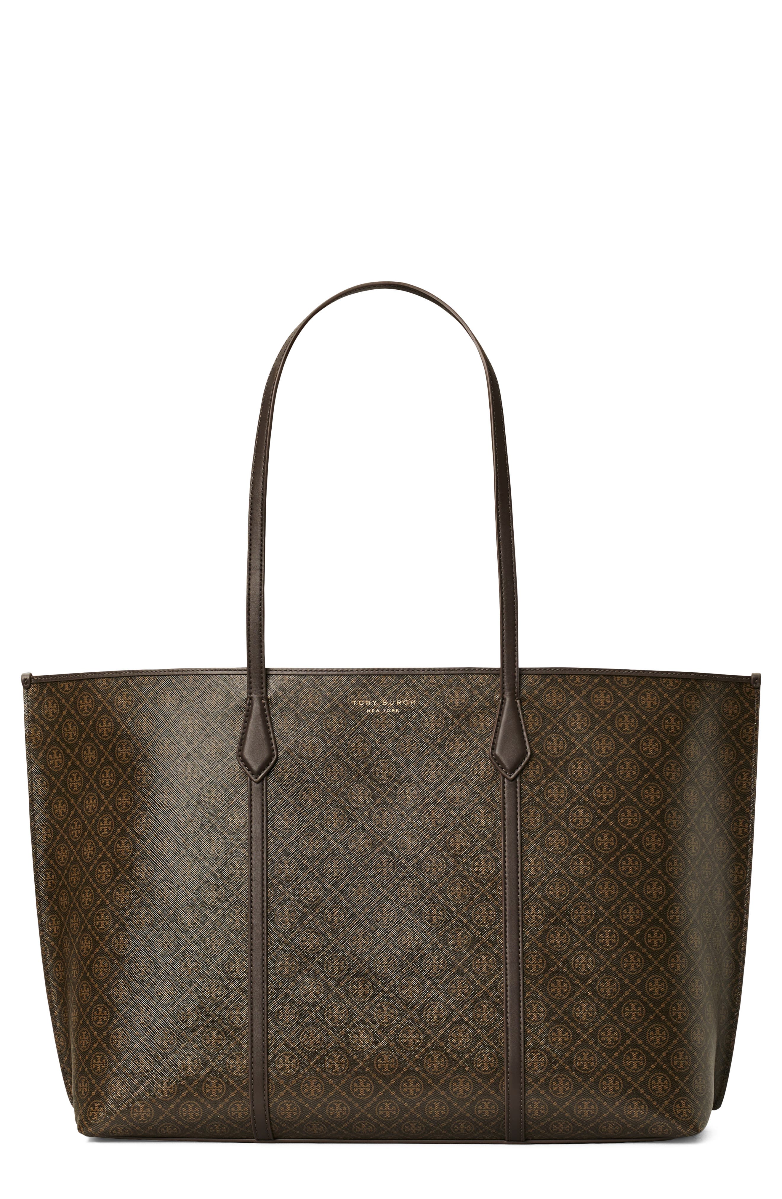 Tory Burch Perry Coated Canvas Tote, Main, color, French Press