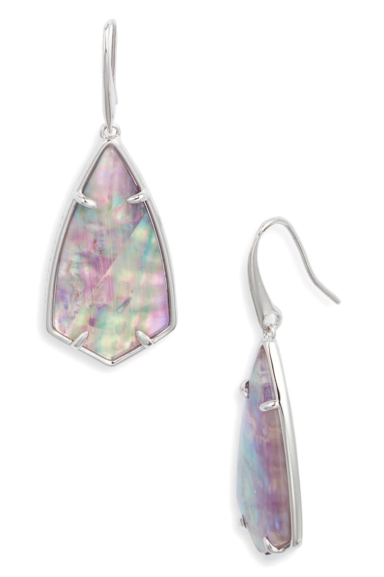 Camry Drop Earrings, Main, color, RHODIUM LILAC ABALONE