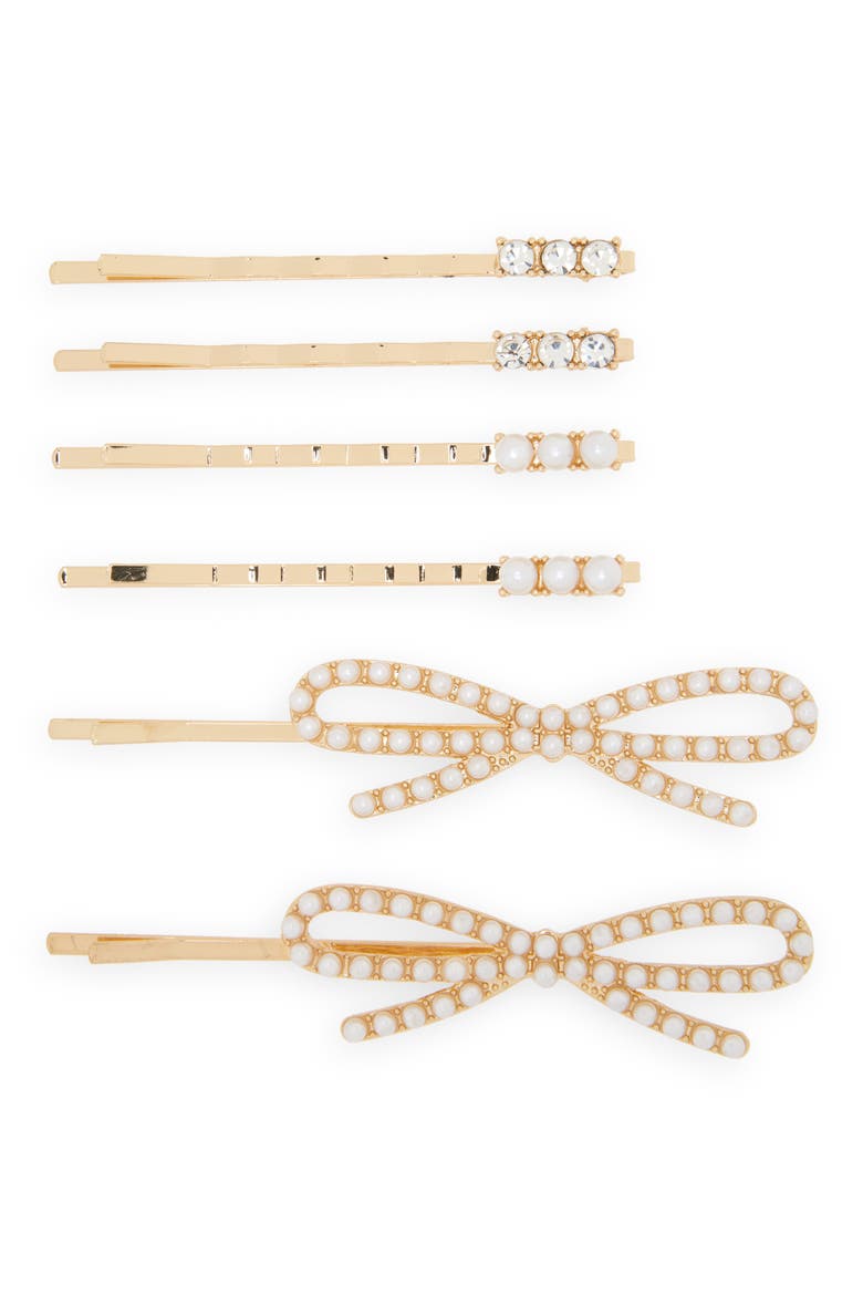 Set of 6 Fancy Bobby Pins, Main, color, IVORY