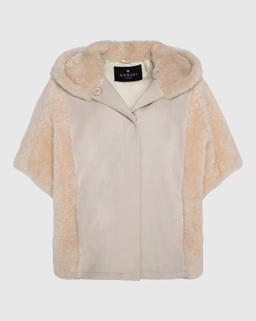Gorski Sheared Cashmere Goat Fur-paneled Hooded Short-sleeve Cashmere Jacket In Neutral
