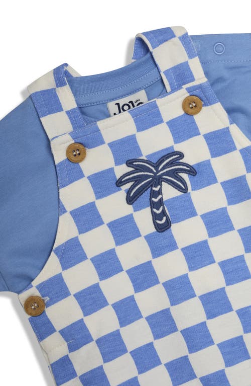 Jojo Maman Bébé Jojo Maman Bebe Checkerboard Cotton Shirt & Overalls Set In Blue