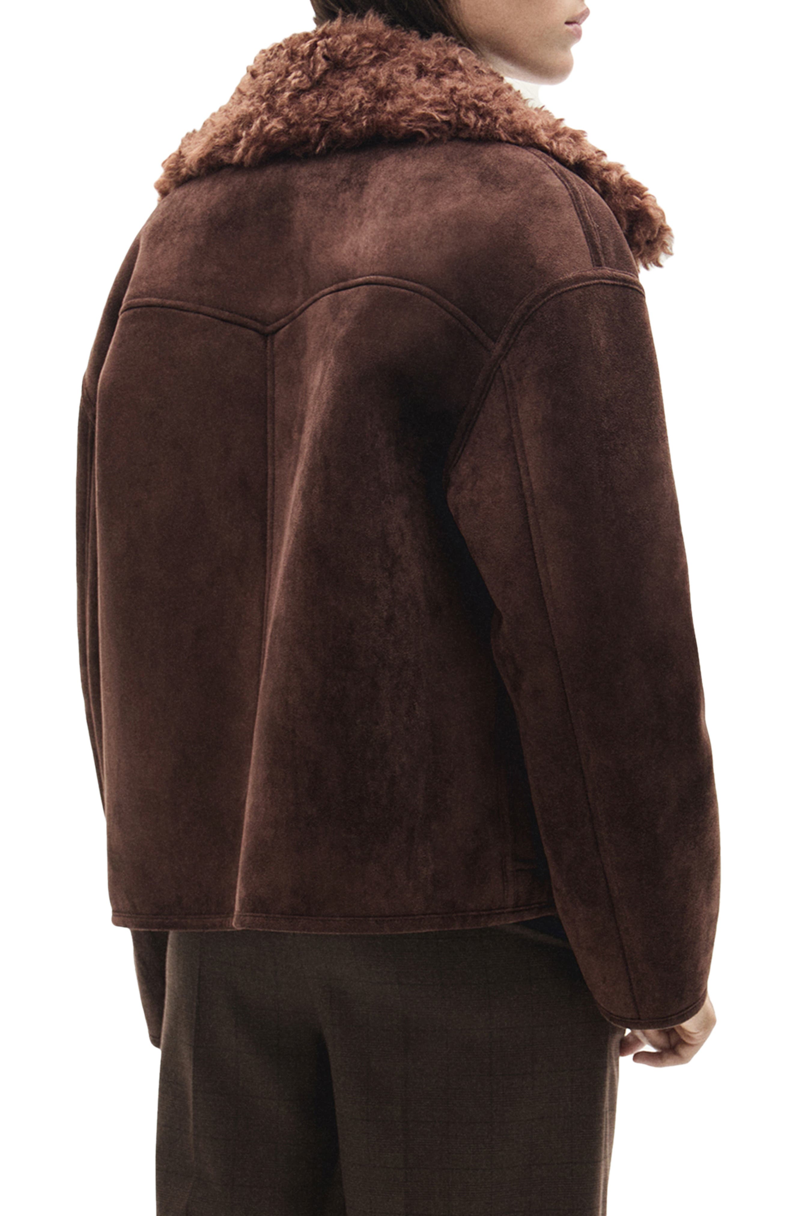 Faux Shearling Collar Faux Suede Jacket - image 2