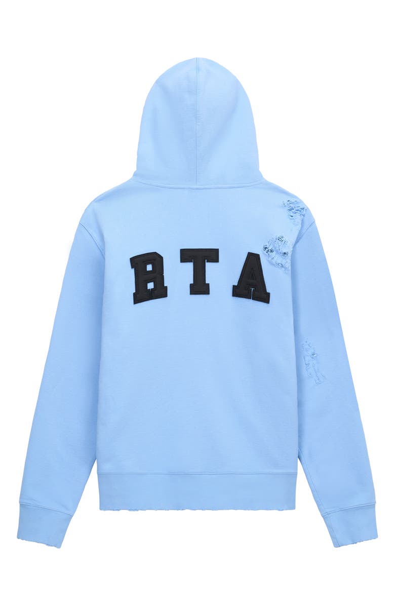 RtA Markus Collegiate Frayed Hoodie, Alternate, color, Sky Blue Collegiate