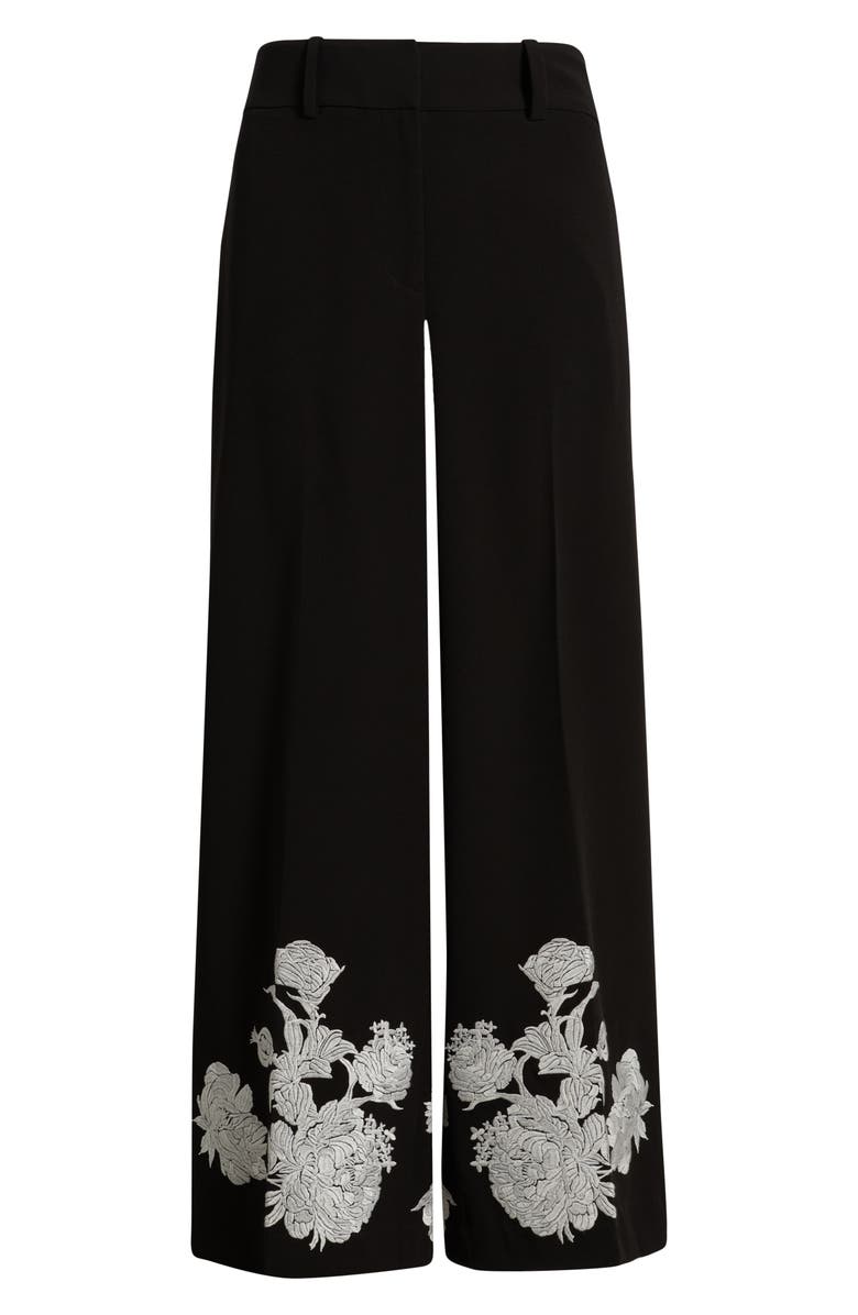 Elie Tahari Isla Embroidered Wide Leg Pants, Alternate, color, 