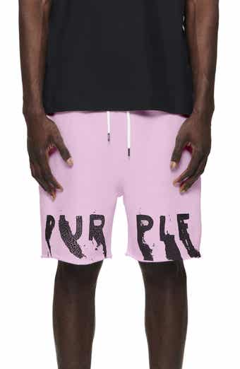 PURPLE BRAND Crackle Logo Cutoff Fleece Shorts