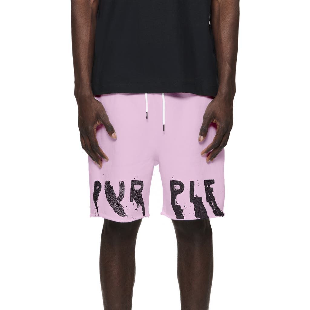 Purple Brand Crackle Logo Cutoff Fleece Shorts In Pink
