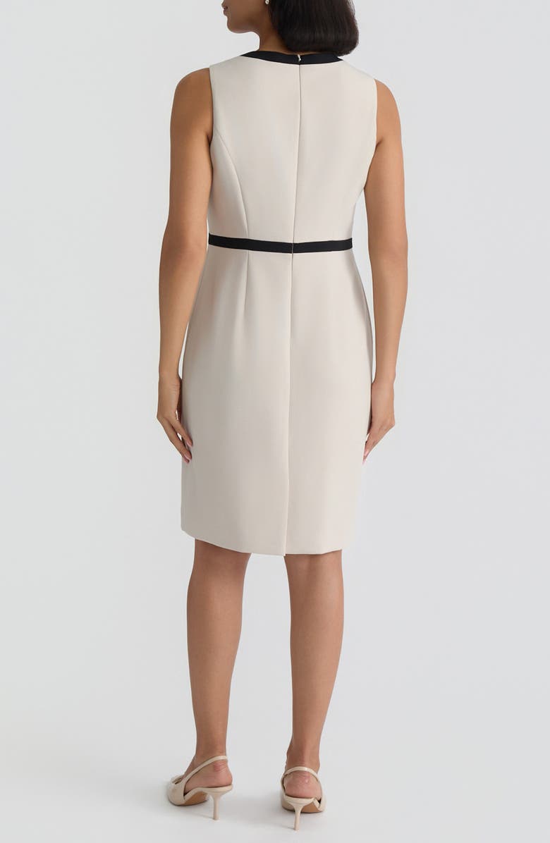 KASPER Sleeveless Stretch Crepe Sheath Dress, Alternate, color, Parchment/ Black