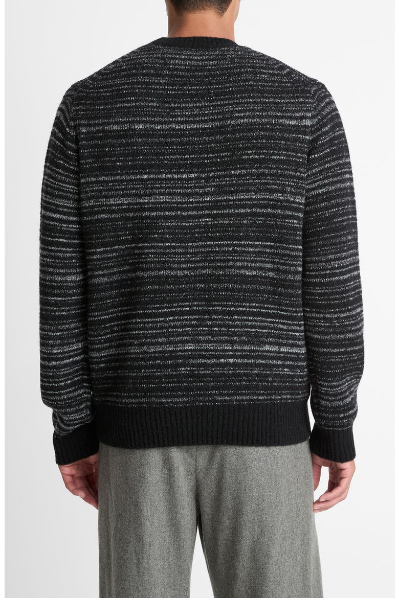 Marled Stripe Crewneck Merino Wool Blend Sweater, Alternate, color, BLACK/MEDIUM HEATHER GREY