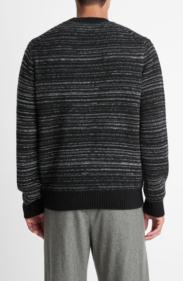 Vince Marled Stripe Crewneck Merino Wool Blend Sweater, Alternate, color, Black/Medium Heather Grey