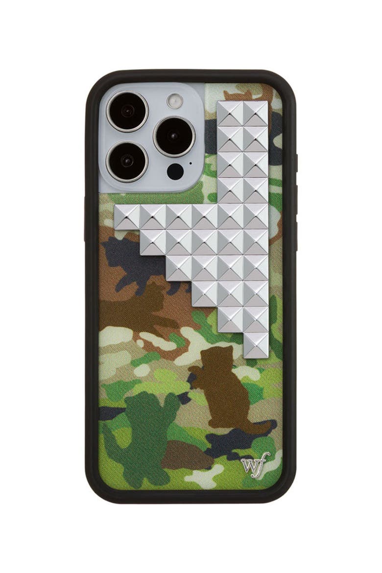 Cat Camo Stud iPhone Case, Alternate, color, Green