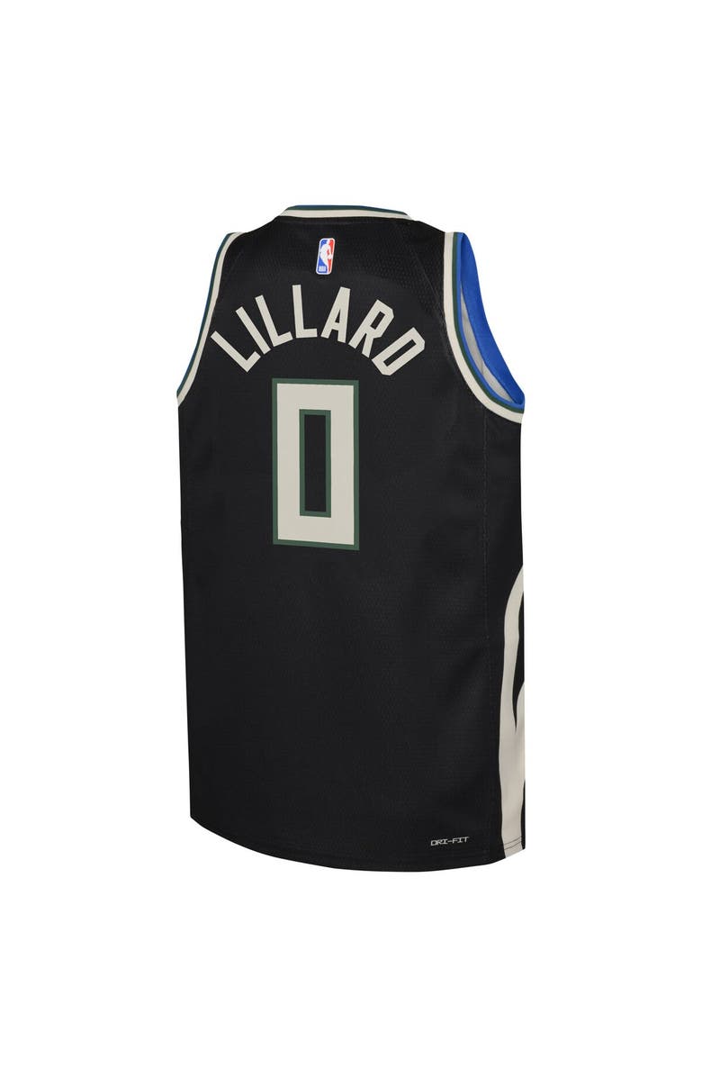 Jordan Brand Youth Jordan Brand Damian Lillard Black Milwaukee Bucks Swingman Jersey - Statement Edition, Alternate, color, 