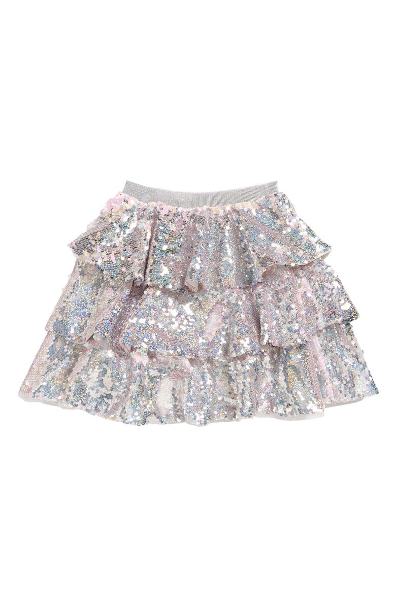 Lola + The Boys Kids' Sequin Tiered Skirt, Main, color, 
