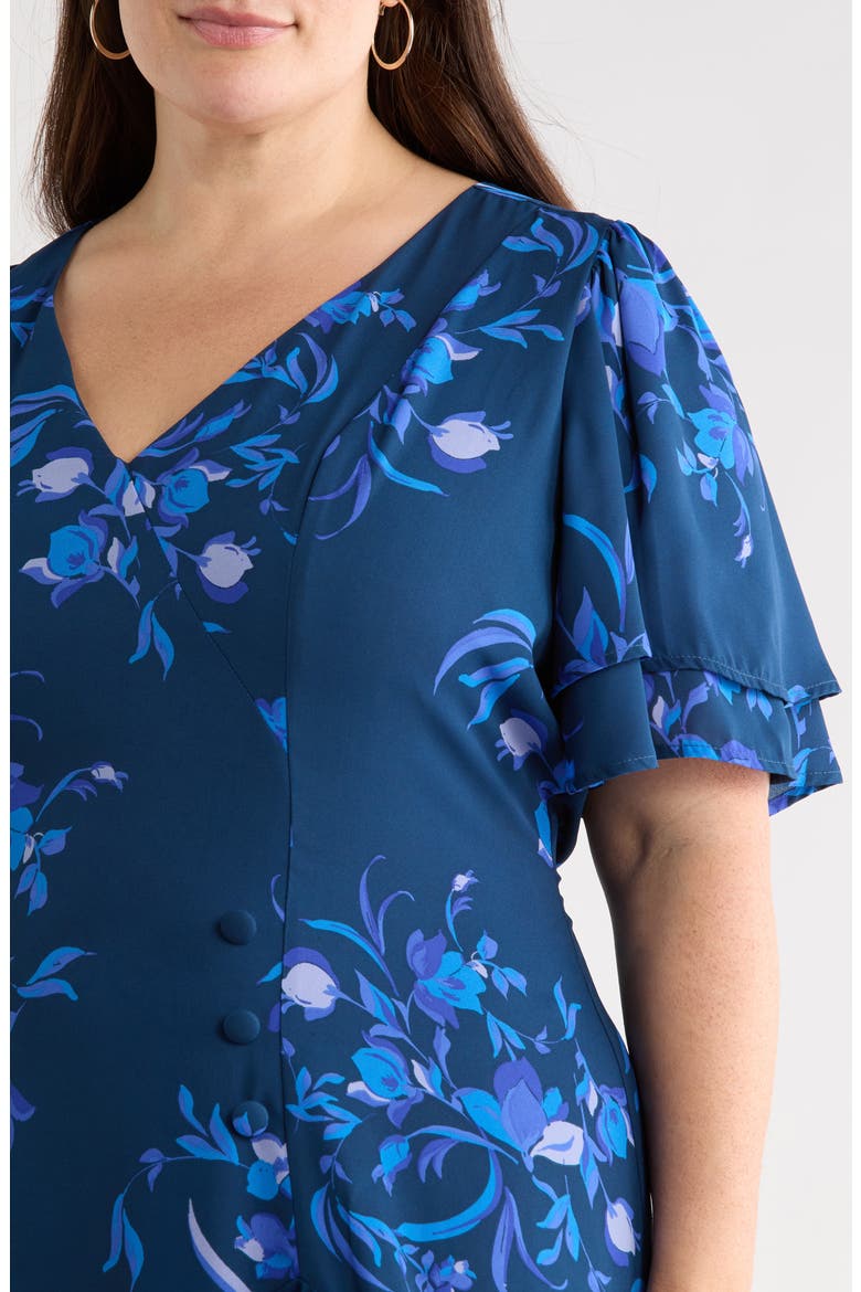Niva Floral Print Faux Wrap Dress, Alternate, color, NAVY-BLUES