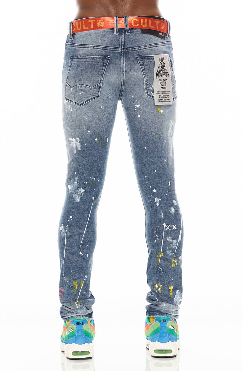 Cult of Individuality Punk Belted Distressed Super Skinny Jeans, Alternate, color,