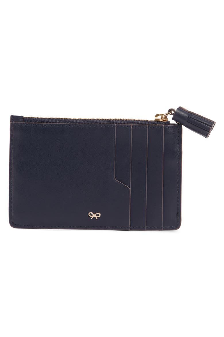 Rainbow Smiley Leather Card Case, Alternate, color, MARINE