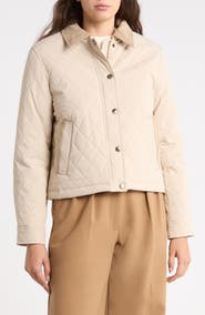 Michael Kors Quilted Snap Front Jacket with Faux Suede Collar