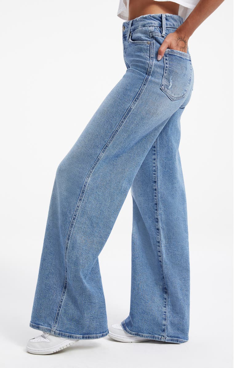 Good American Good Skate High Waist Wide Leg Jeans, Alternate, color,