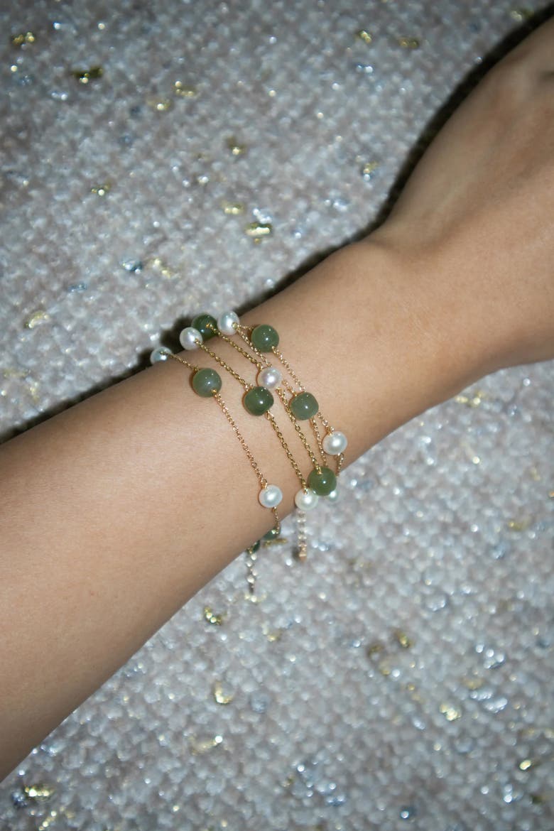 Olivia Jade pearl bracelet, Alternate, color, Light green