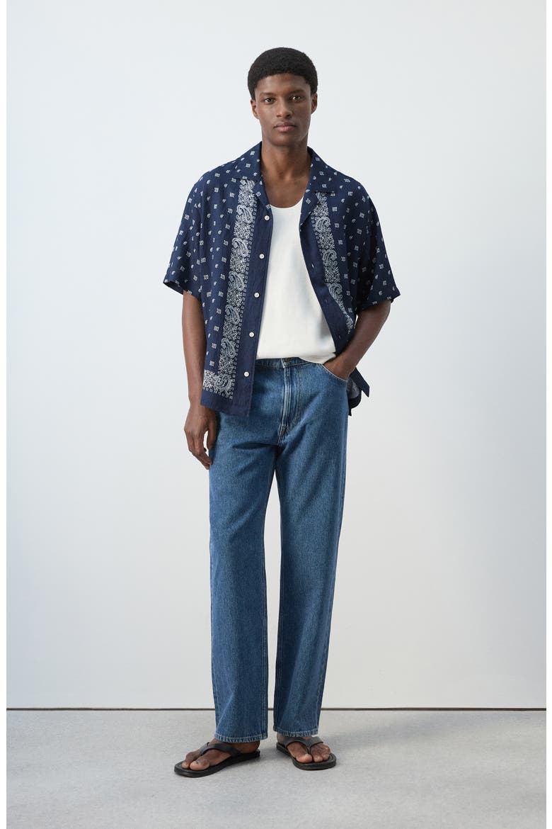 Paisley Bandana Print Camp Shirt, Alternate, color, NAVY