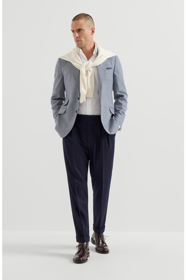 Cashmere and silk houndstooth flannel deconstructed Cavallo blazer, Alternate, color, Cerulean