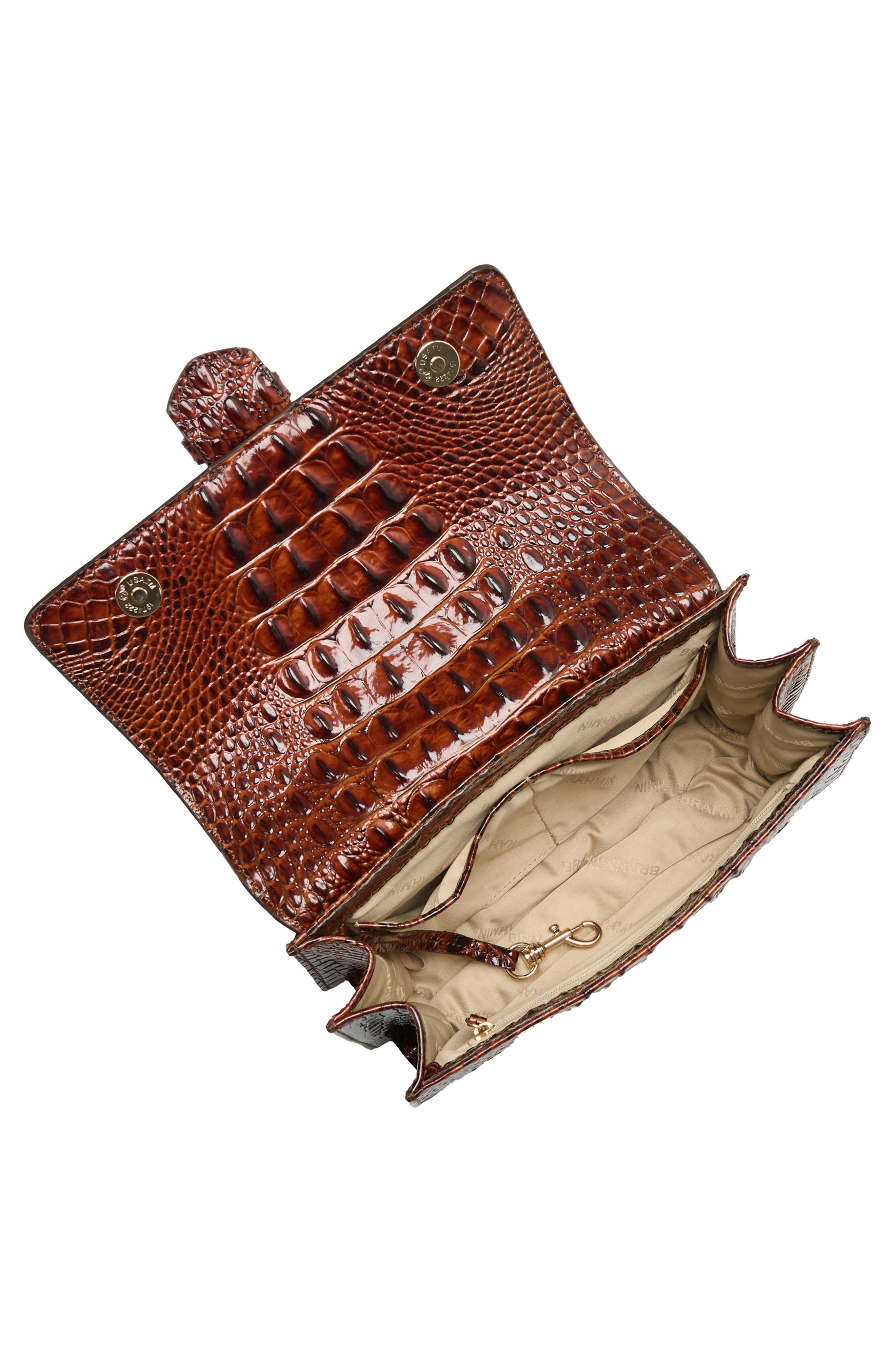Brahmin Small Hallie Croc Embossed Leather Top Handle Bag, Alternate, color, 