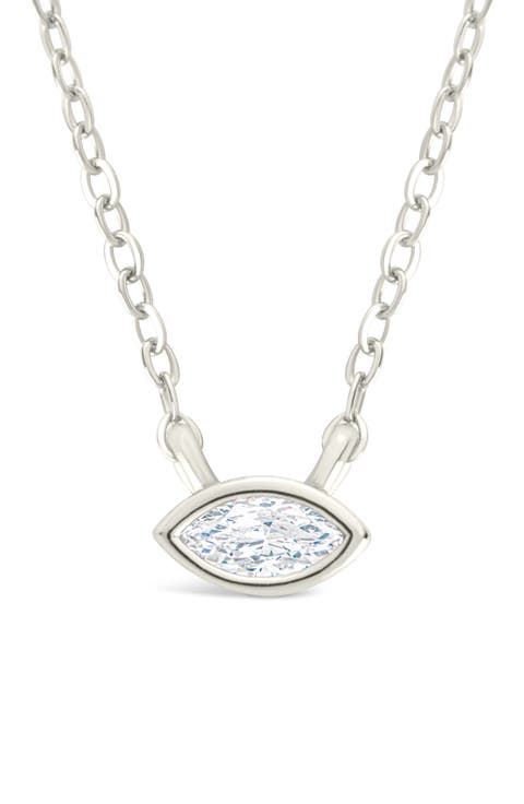 Bezel Marquise Cubic Zirconia Pendant Necklace