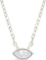 Sterling Forever Bezel Marquise Cubic Zirconia Pendant Necklace