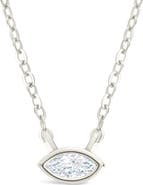 Sterling Forever Bezel Marquise Cubic Zirconia Pendant Necklace