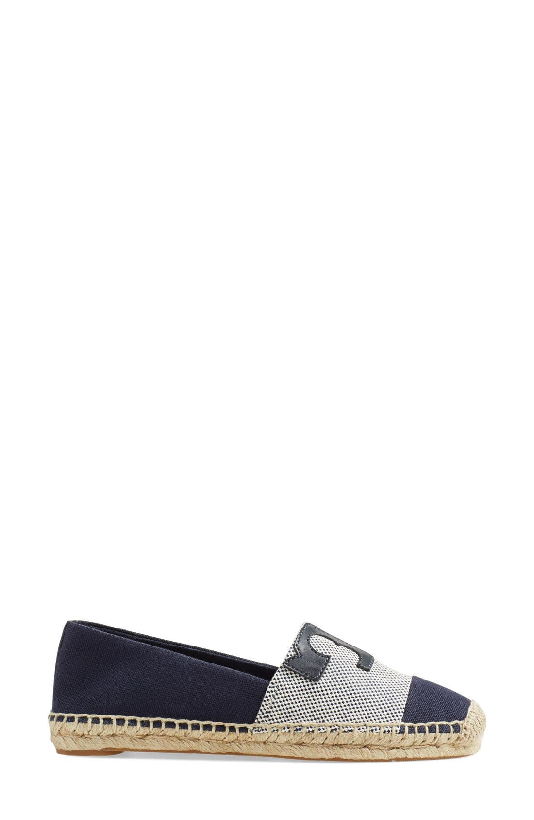 Canvas Espadrille, Alternate, color, SILVER/ TORY NAVY