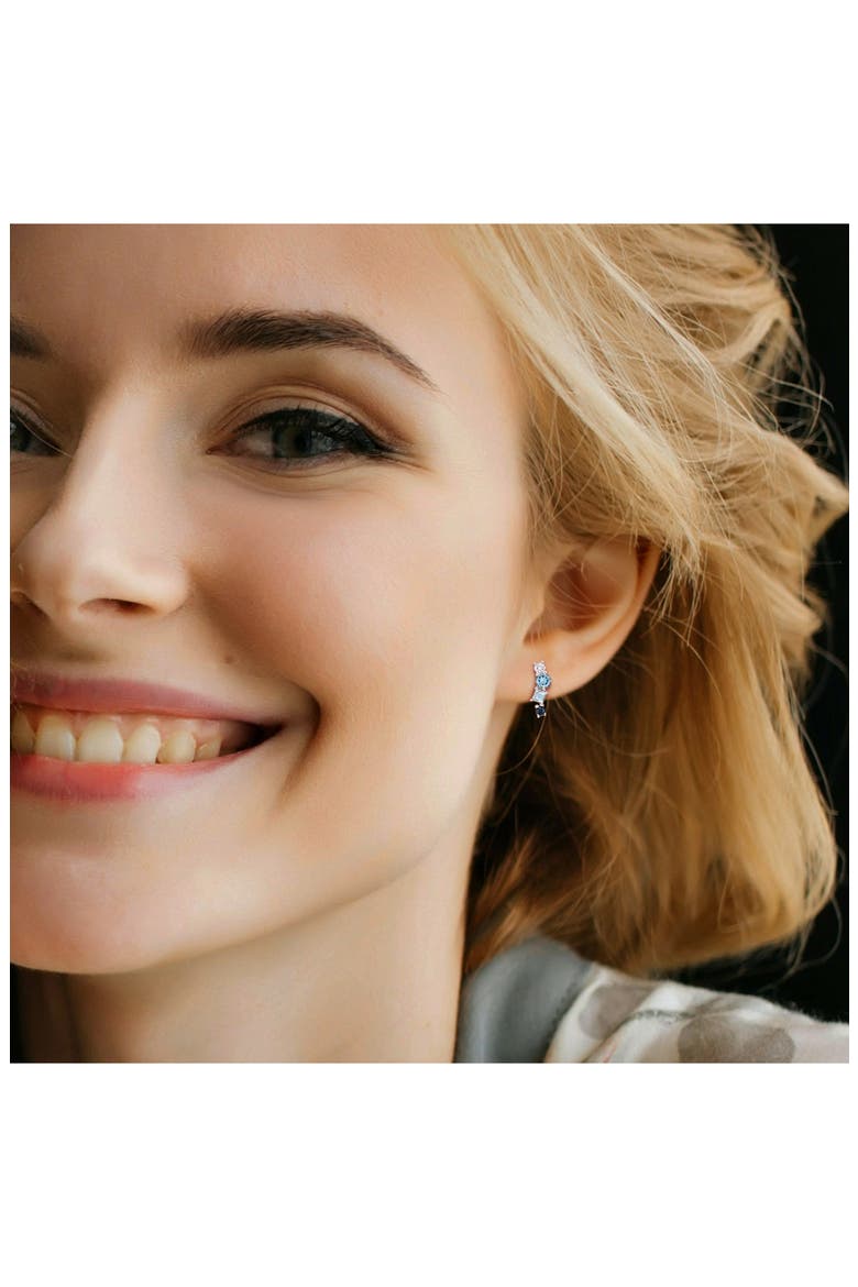 Mixed Cut Swiss London Blue Topaz, Sky Blue Topaz & White Sapphire Stud Earrings, Alternate, color, BLUE