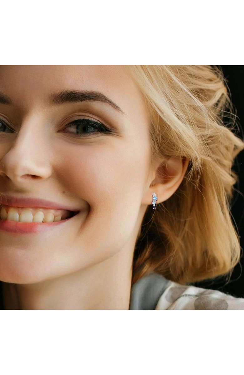 DELMAR Mixed Cut Swiss London Blue Topaz, Sky Blue Topaz & White Sapphire Stud Earrings, Alternate, color, Blue