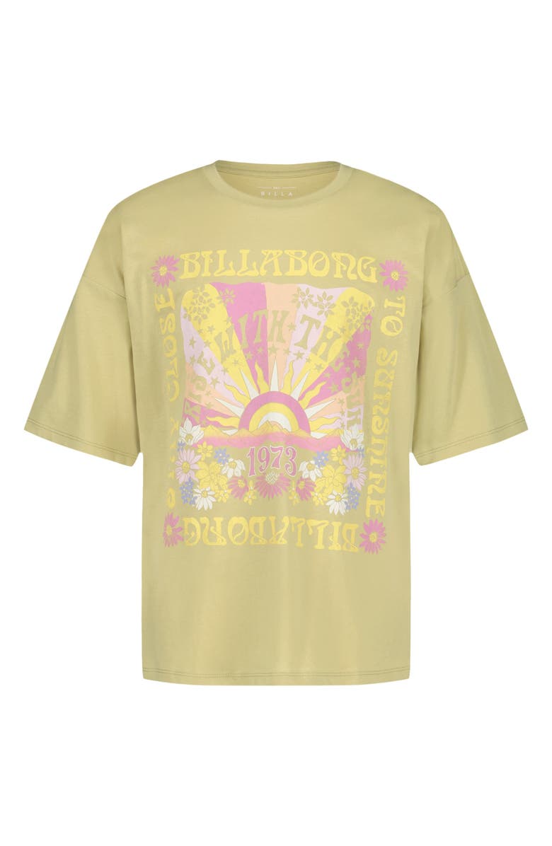 Billabong Kids' Sunshine Oversize Cotton Graphic T-Shirt, Main, color, Sage Green