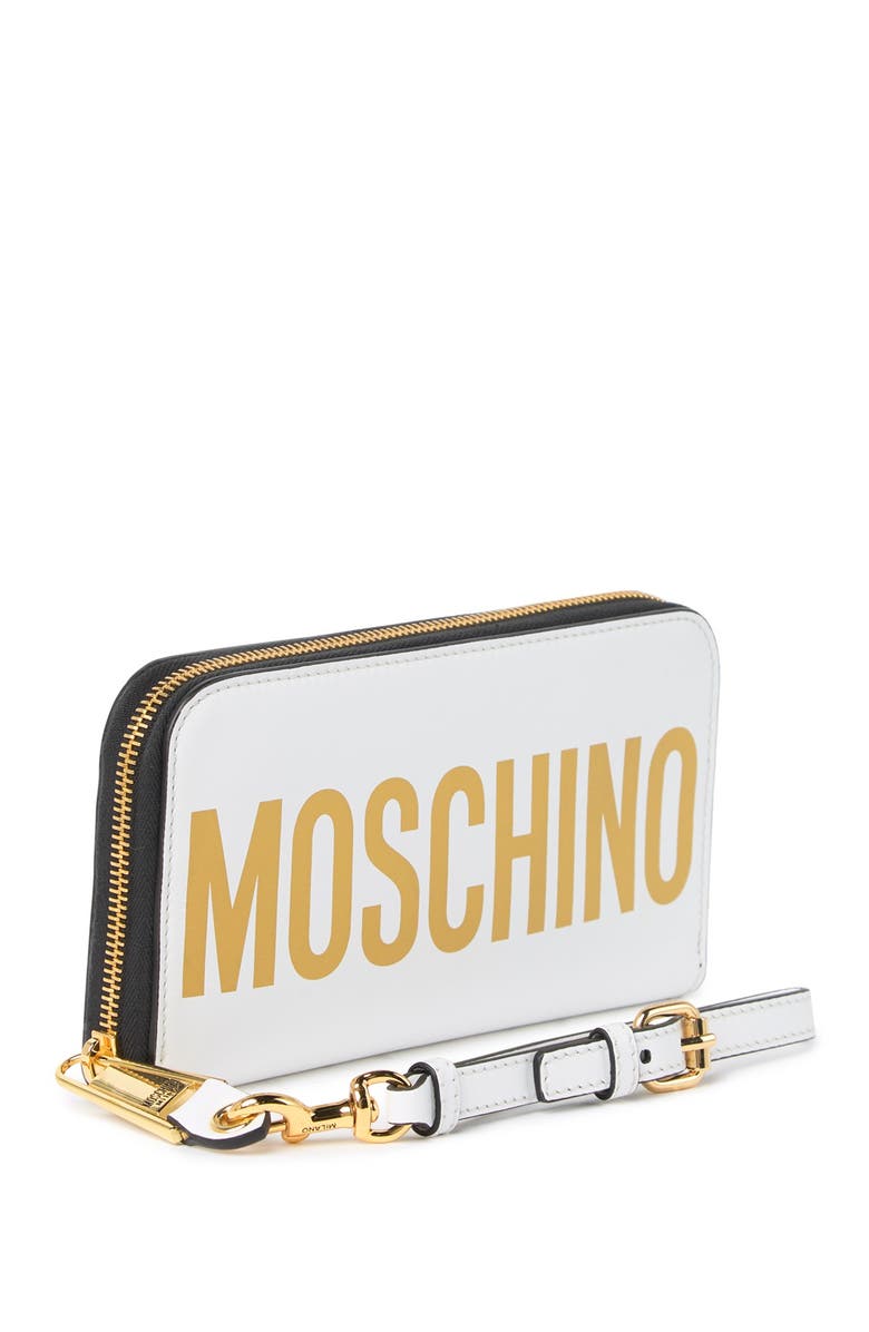 Moschino Logo Leather Wallet, Alternate, color,