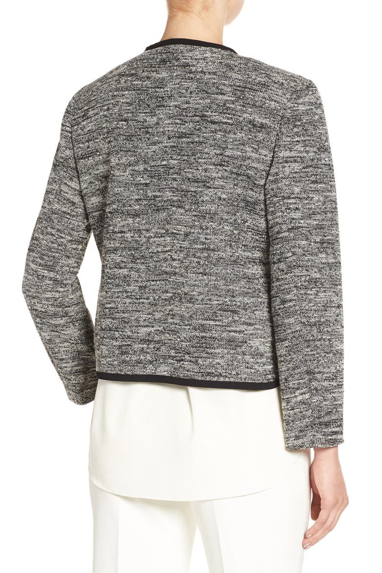 Bow Detail Tweed Jacket, Alternate, color, RICH BLACK